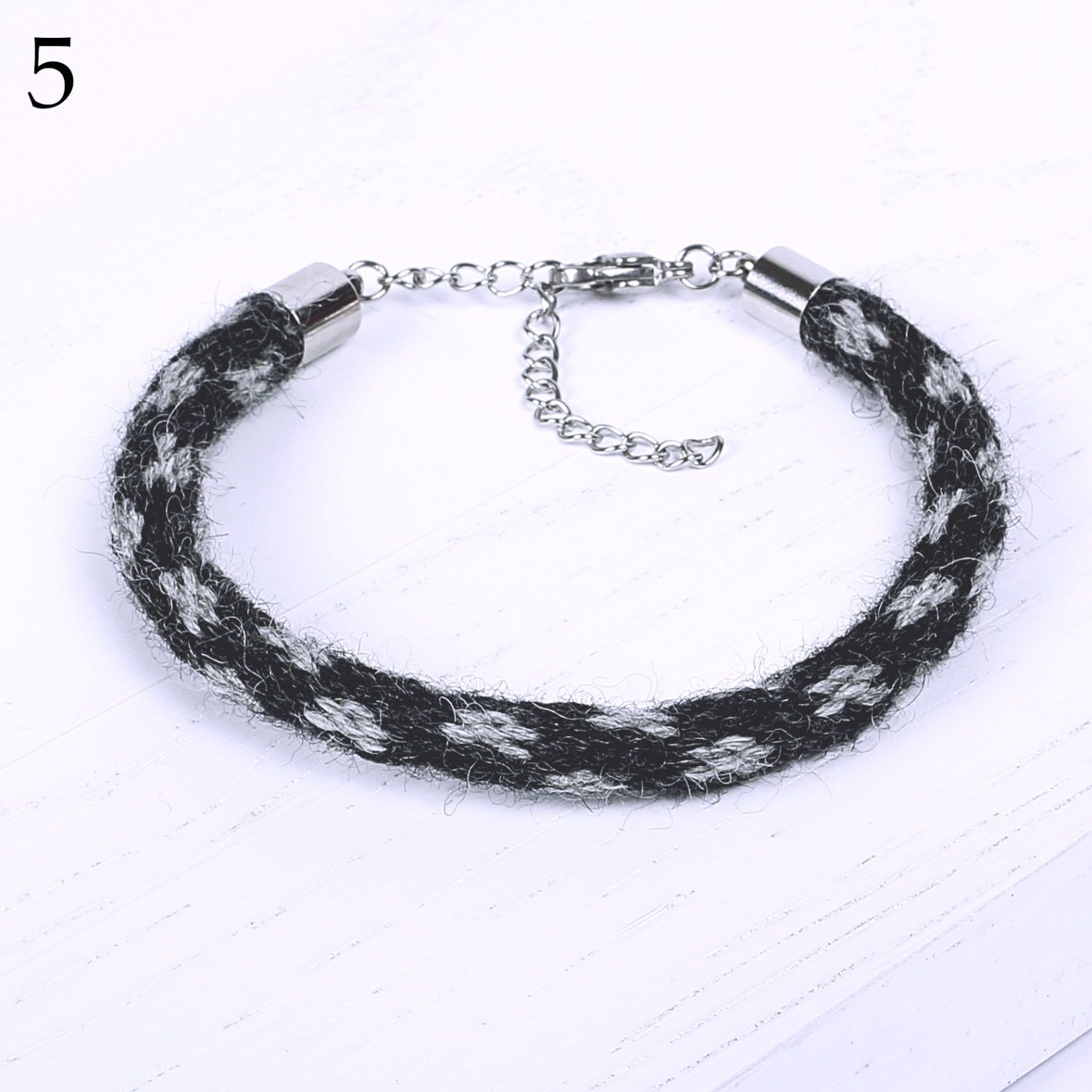 TEHILAH alpaca bracelet - dark greys - Image 3