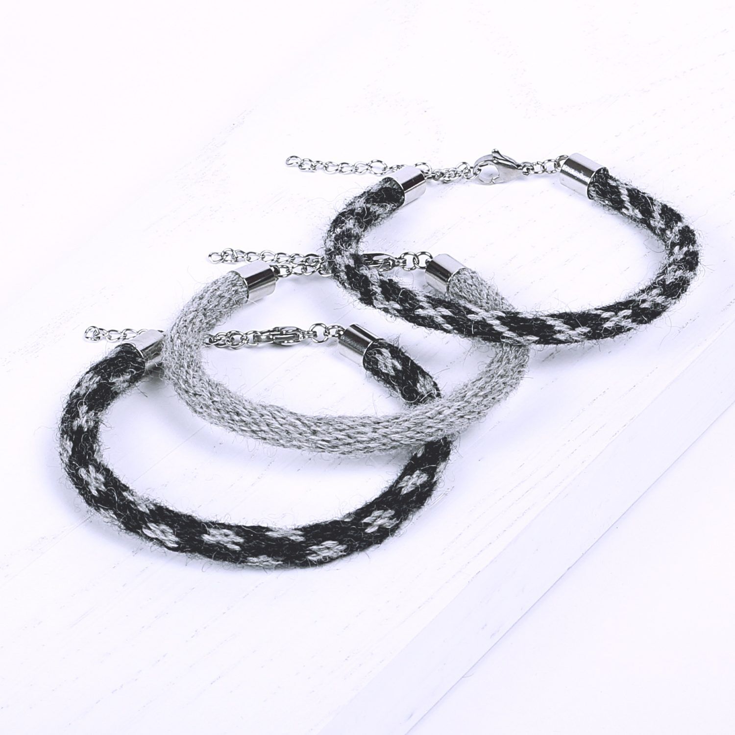 TEHILAH alpaca bracelet - dark greys - Image 4