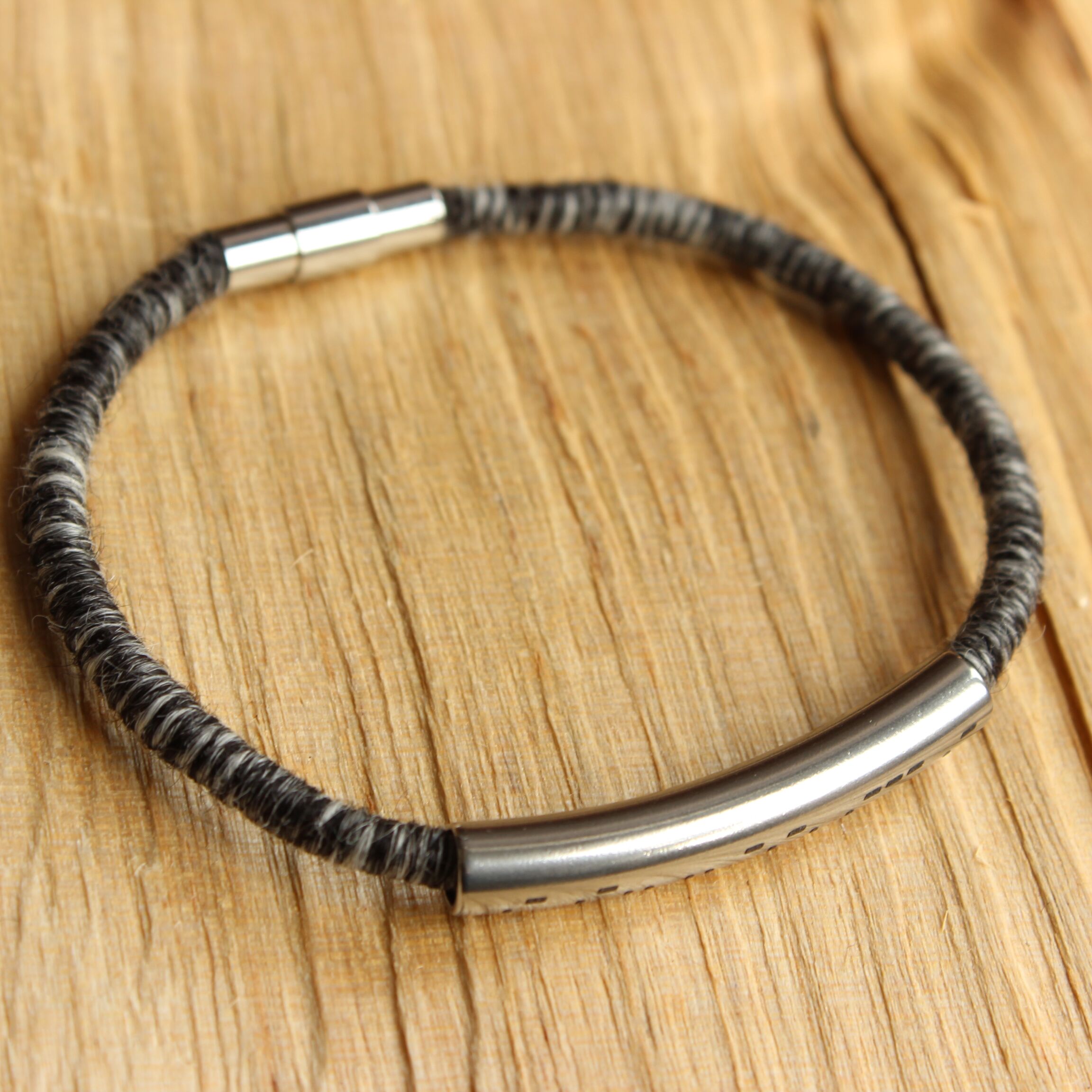 morse code baby alpaca yarn bracelet magnetic